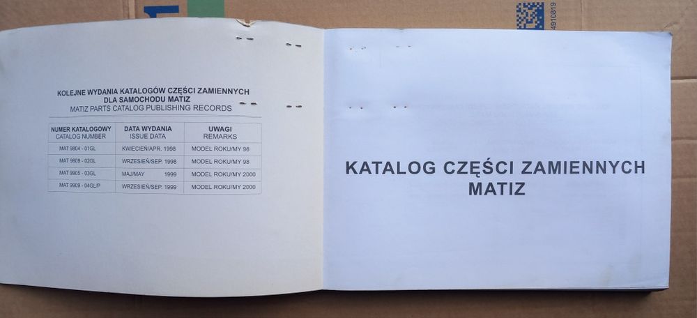 Katalog części zamiennych Daewoo Matiz