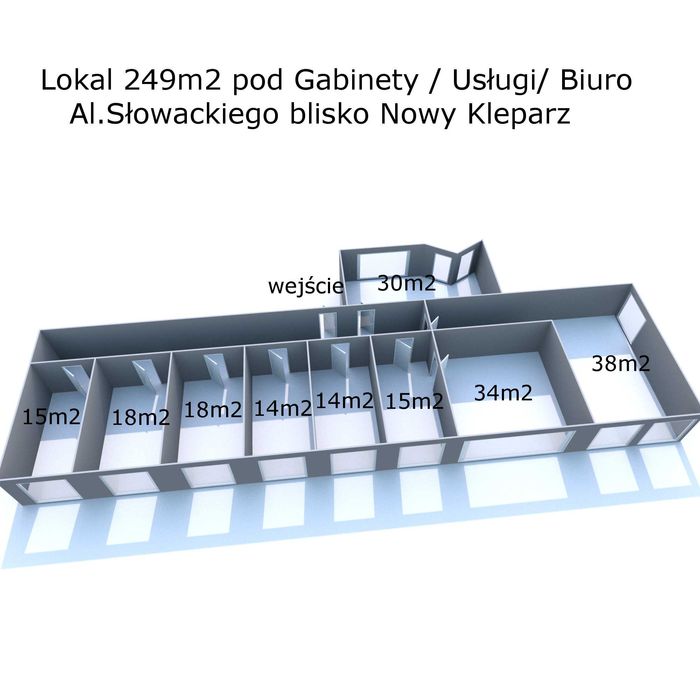 Lokal 249m2 pod Biuro/Usługi/Gabinety al. Słowackiego Nowy Kleparz