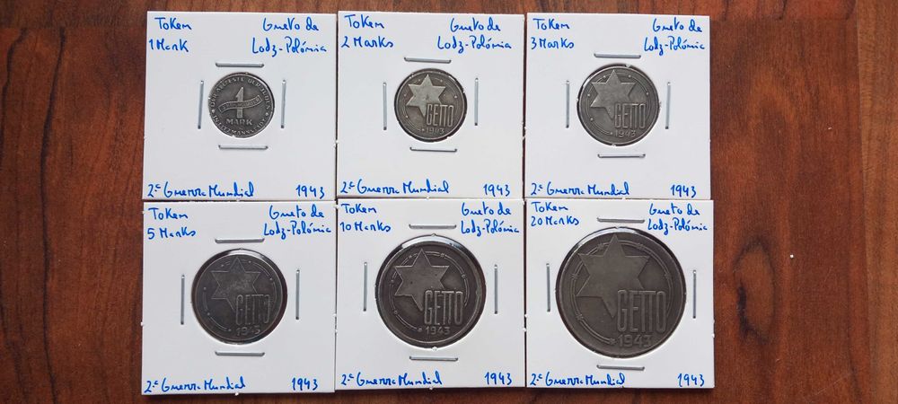 6 Tokens 2a Guerra Mundial  - Gueto de Lodz, Polónia