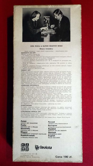 Gra logiczna z czasów PRL "SUPER MASTER MIND"  Invicta 1972r  SUPER STAN!