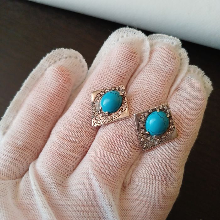 Продаю особисті вживані речі.Сережки .Срібло, бірюза