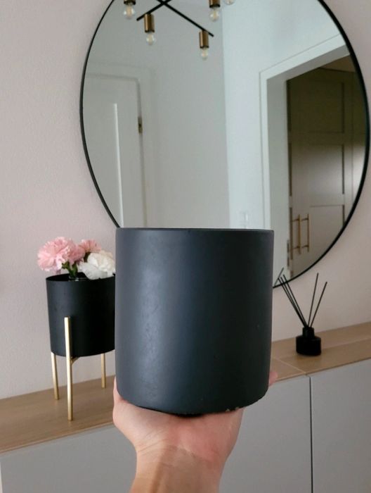 2x Doniczka Betonowa Loft Minimalistyczna Czarny Mat Scandi Boho