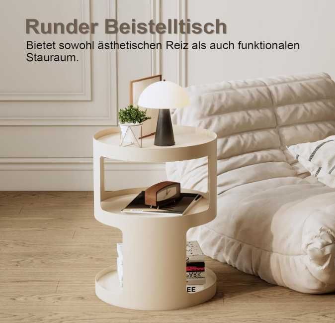 Okrągły stolik nocny metalowy 40cm loft nowy opak. otwarte