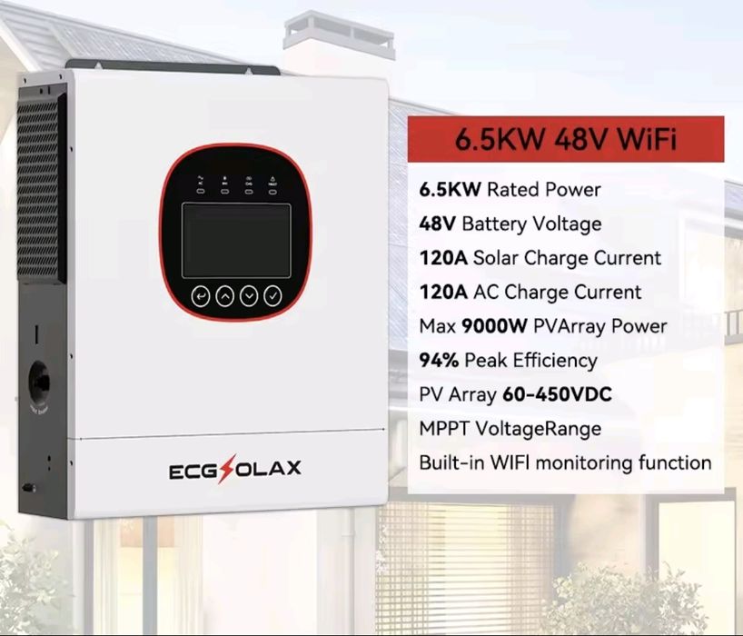 в Наявності Гібридний інвертор ECGSOLAX ECJ-HVM6.5K-48V-WIFI тихий