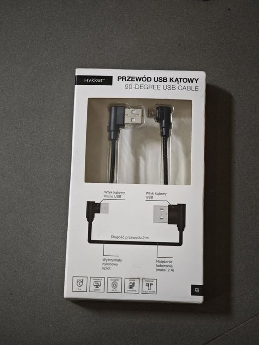 Kabel micro USB kątowy 2m nowy