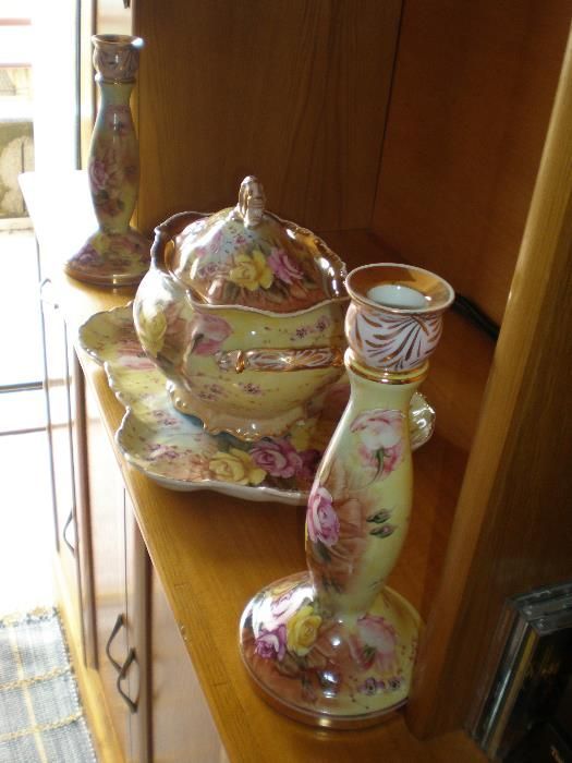 centro de mesa com castiçais pintado a mão