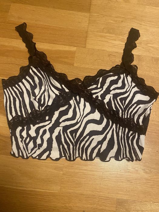 brązowy top w zebre z shein