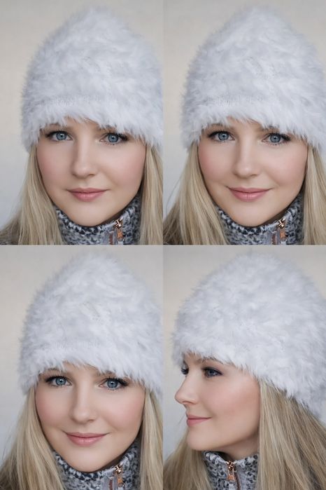 Czapka ciepła z prawdziwym króliczym futerkiem biała NOWA z FRANCJI