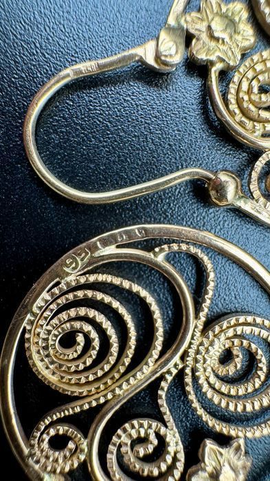 Złote kolczyki, czerwone złoto 14ct 585, waga: 4,82g