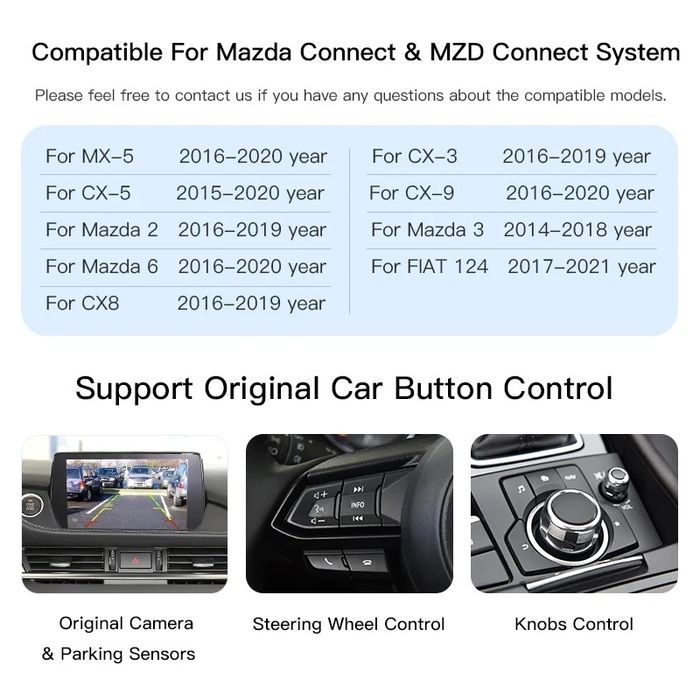 Moduł USB Carplay bezprzewodowy Mazda 2 3 5 6 MX CX