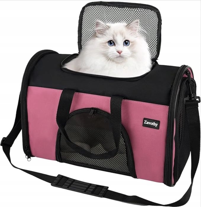 „Zavothy” Torba • Transportowa składany dla Kota, Psa 42 cm dł. x 25 szer. x 29 wys. Różowy