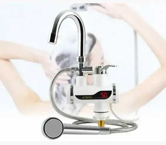 Электрический проточный водонагреватель кран смеситель с душем