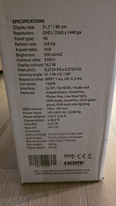 Nowy Zakrzywiony Monitor LC-Power LC-M32-QHD-165-C-V2 31,5"