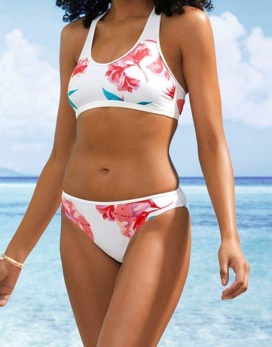 B.P.C bikini bustier z figami białe w kolorowe wzory 40.