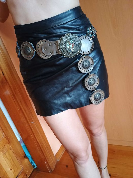 Pasek Hand Made z Indi unikat kółka klamra wysadzana kamieniami Vinted