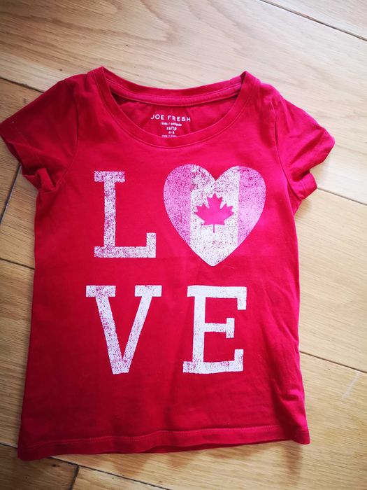 Joe Fresh t-shirt czerwony napis love klon 104/110 cm 4-5 lat