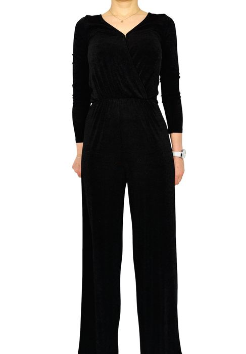 Czarny aksamitny kombinezon kopertowy XS 34