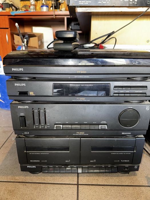 Wieża stereo Philips radio magnetofon gramofon zestaw glosnikow