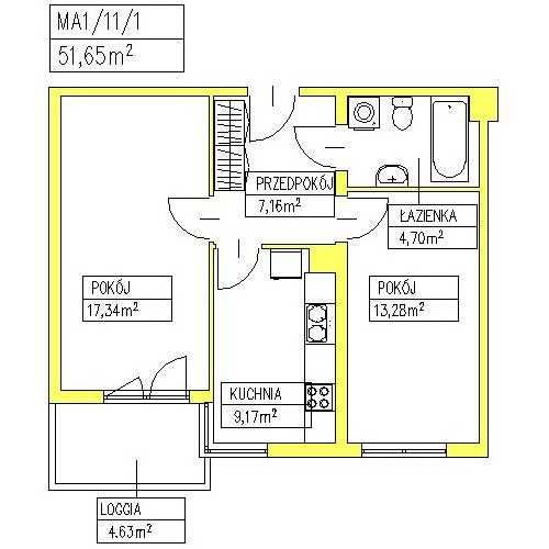 Litewska 12, 51 m2, 2-osobne pokoje