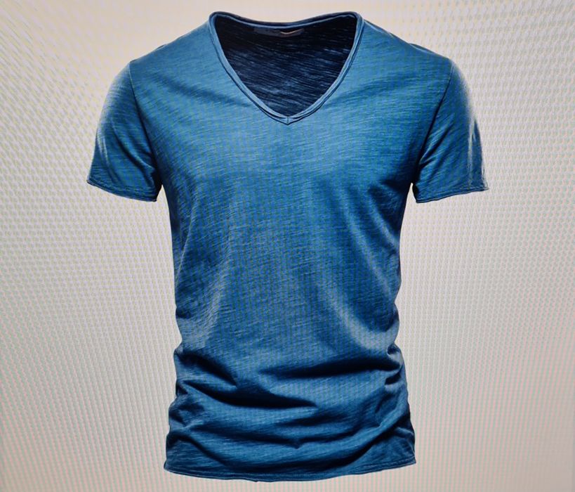 T-shirt rozmiar L niebieski w serek, v-neck