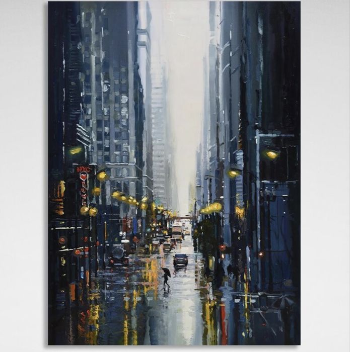 Картина на холсті в рамці Дождливый город Нью-Йорк