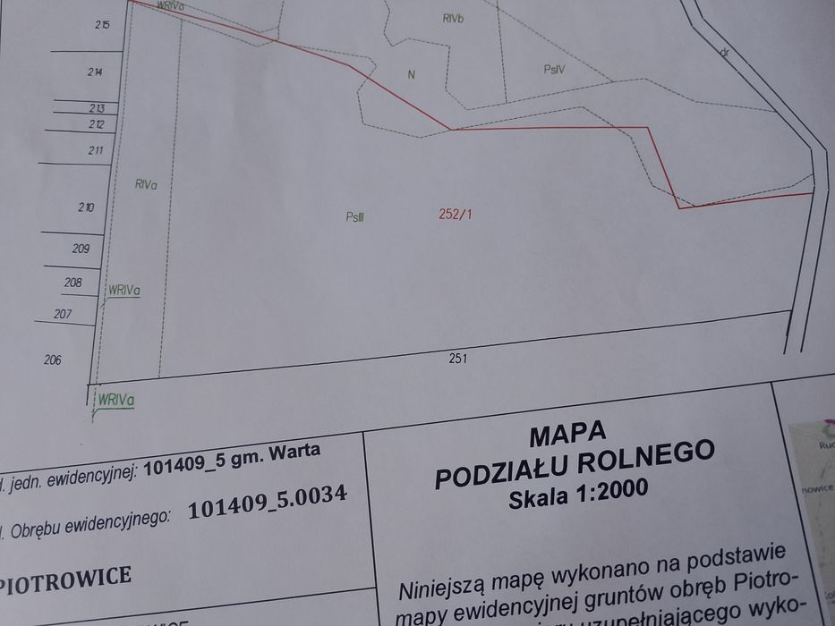 Grunt Ziemia rolna działka Piotrowice gmina Warta 3.08 ha