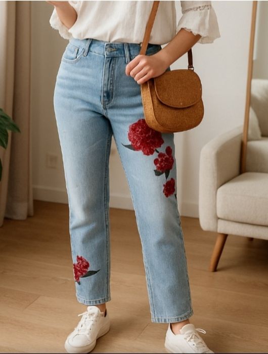 Spodnie jeansowe z haftem S.Oliver – boho unikatowe  38 40