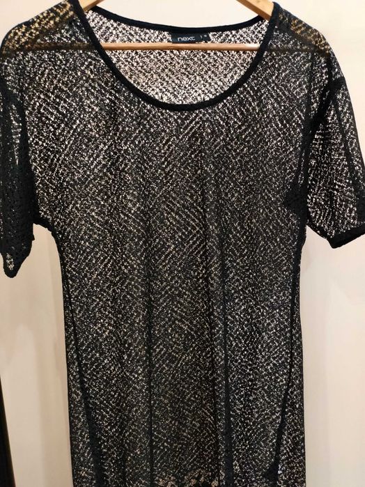 Ажурна футболка, туніка із бахромою