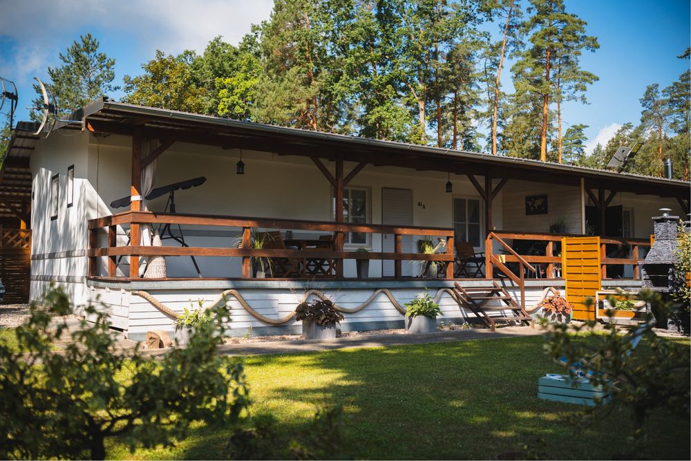 Domek Warmia I Mazury nad jeziorem Symsar, pomost , łódka