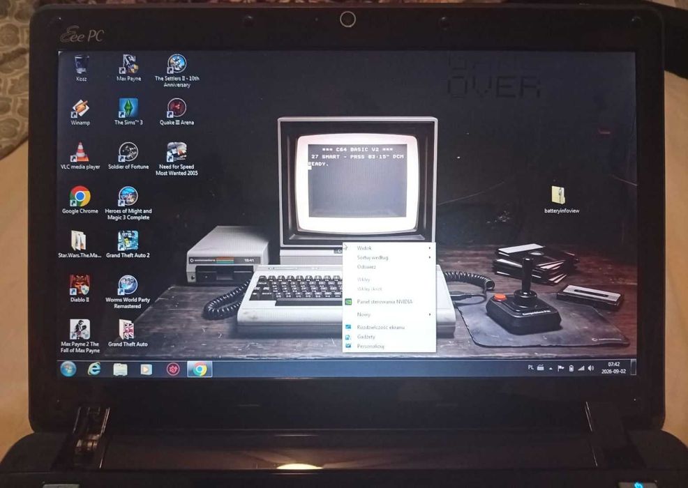 Laptop Netbook Asus Eee PC 1201NL 12,1" nVidia ION retro gaming dobra bateria nowy zasilacz
