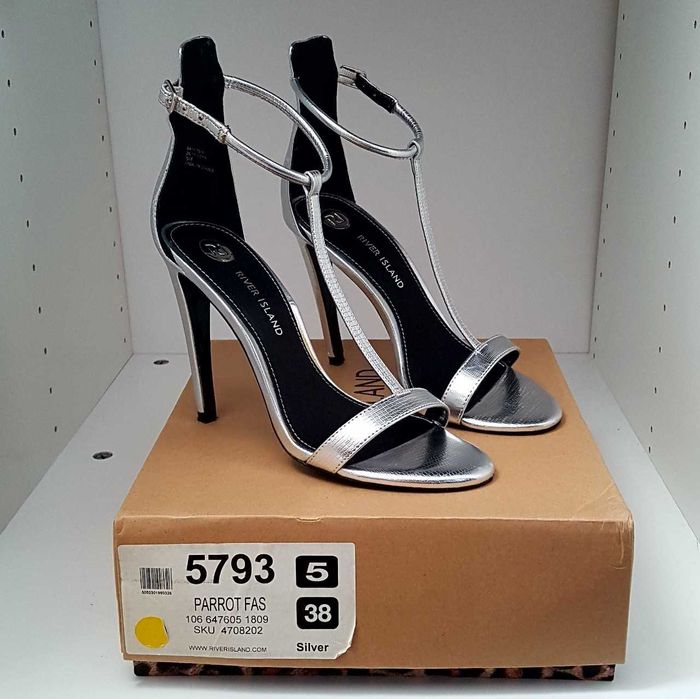 River Island SANDAŁY srebrne damskie 40