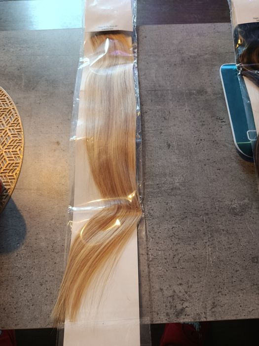 nowe włosy naturalne tape-in remy 50cm – jasny blond / platyna