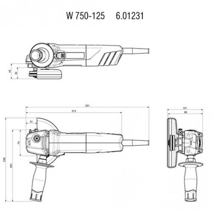 Кутова шліфмашина Metabo W 750-125