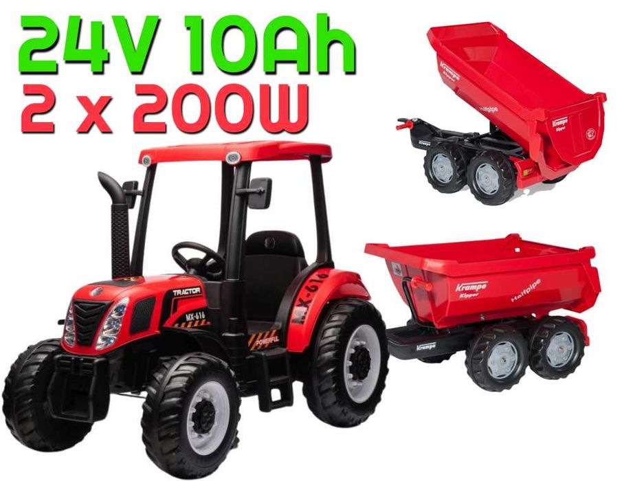 Duży traktorek elektryczny NEW HOLLAND z przyczepą kabina + pilot mp3