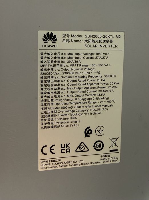 Inversor Huawei Sun2000 20KTL M2