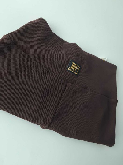 Brązowe legginsy spodnie lekko ocieplane prążkowane czekoladowe XL/2XL