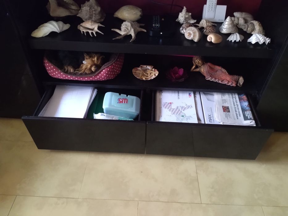 Móvel Moderno Preto com Portas Espelhadas