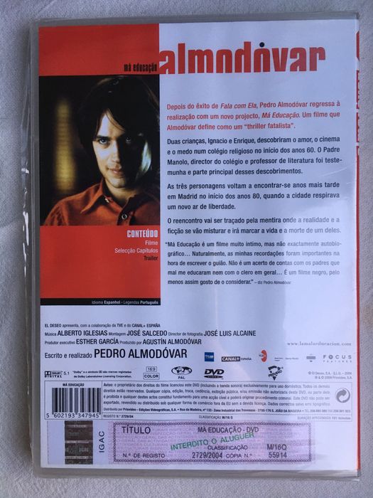 2 DVD Má Educação 2008  e Negros Hábitos  Pedro Almodóvar