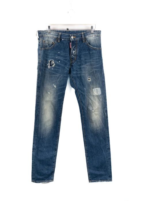 Spodnie Dsquared 2 dżinsy jeansy jinsy niebieskie z przetarciami