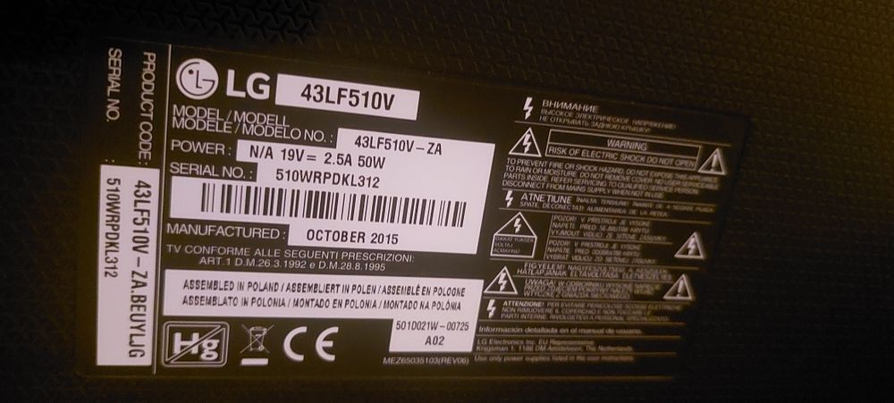 TV LG 43" não Smart