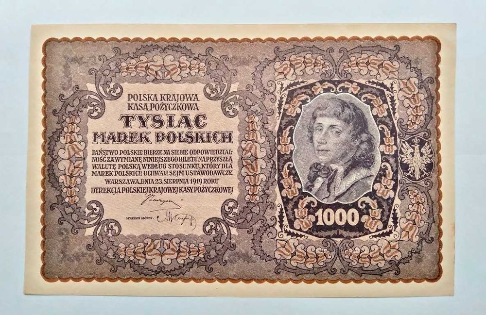 1000 marek polskich 1919 - III serja AT - stan 1/1- ...ładny