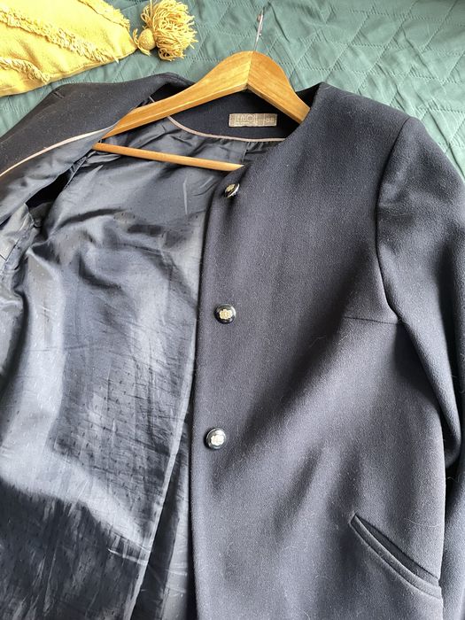 Пальто шерстяне темно-синє