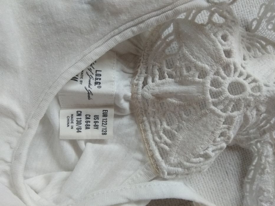 Biały t-shirt top 122/128 H&M