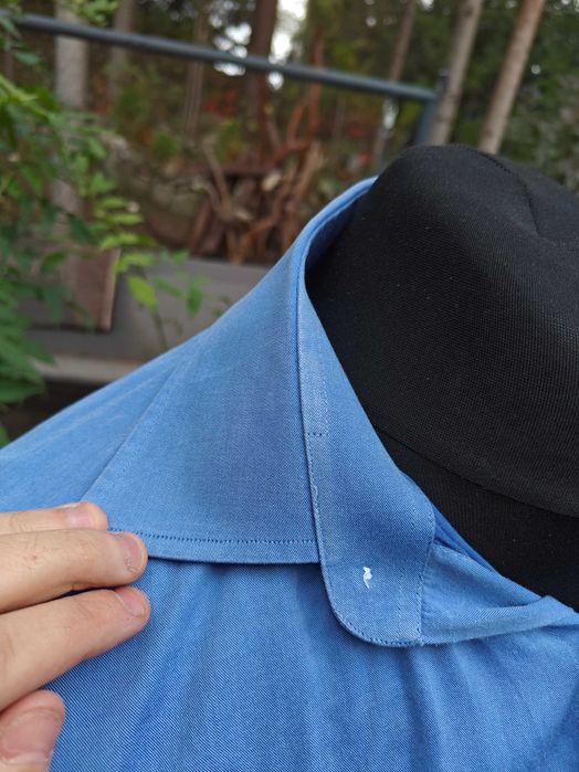 Ermenegildo Zegna niebieska gładka koszula M L 15 39 1/2