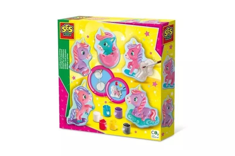 Odlewy gipsowe + farby Małe jednorożce. SES Creative