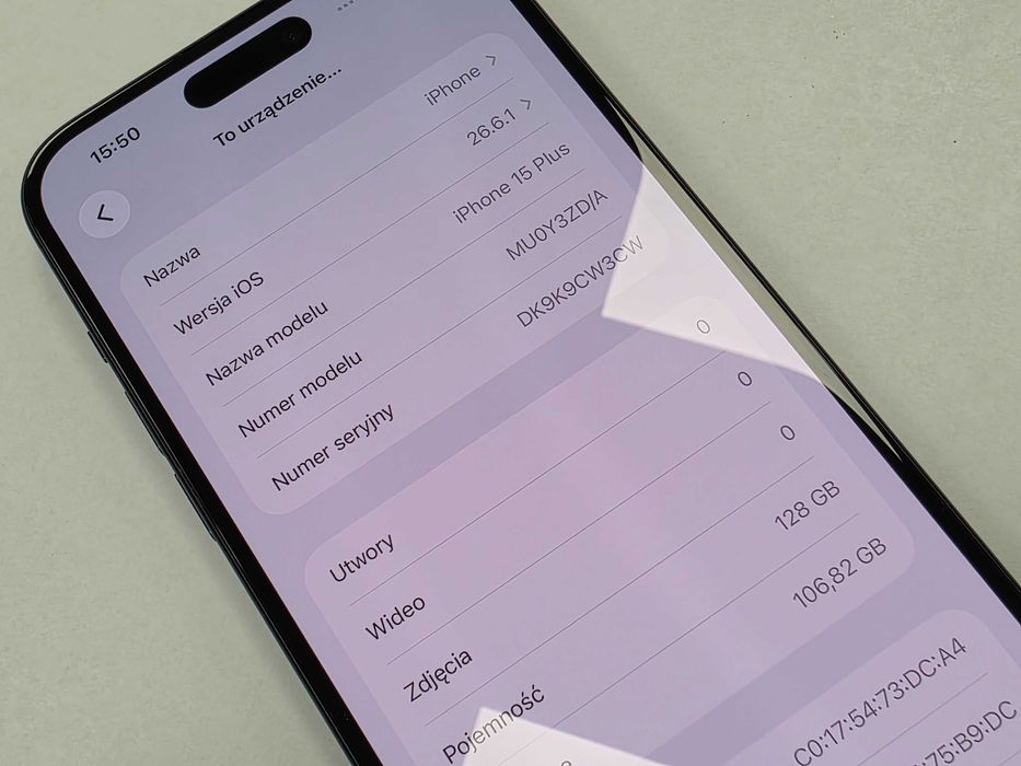 iPhone 15+ Plus 128GB Dual SIM (SIM + eSIM)/ Black/ BAT 84%/ Grade A/ + ładowarka/ GW 12 MSC