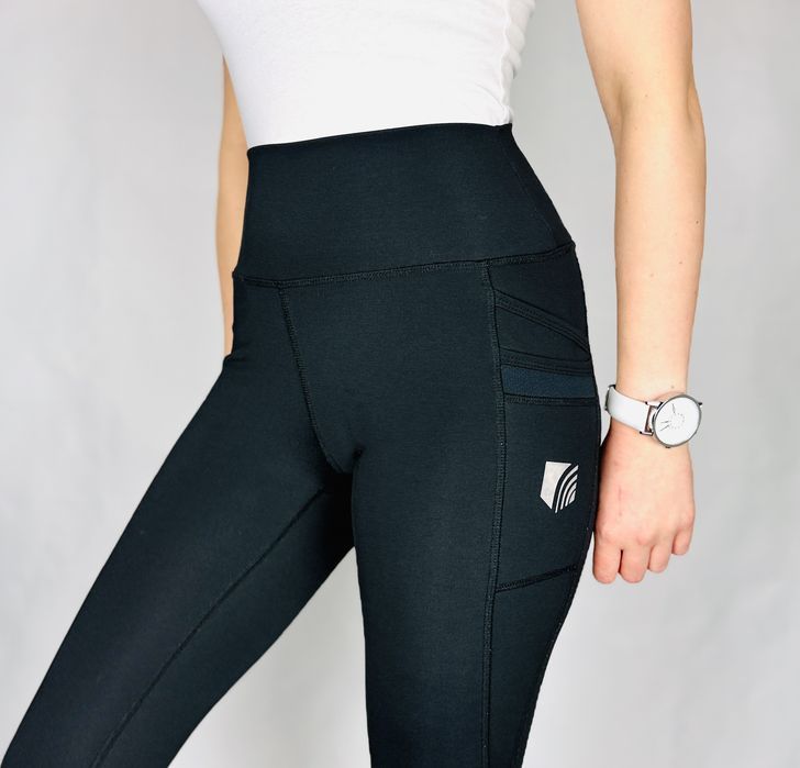 Czarne klasyczne legginsy z wysokim stanem S 36