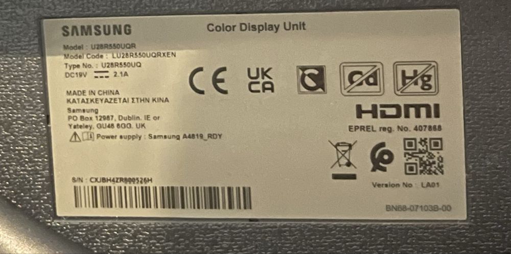 Monitor Samsung U28R550UQRX 4K HDR