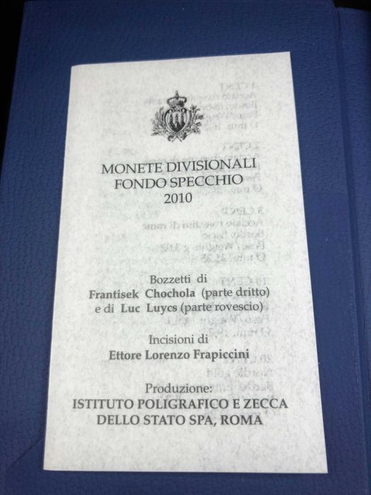 Set Anual Euros San Marino 2010 Proof com Estojo Especial