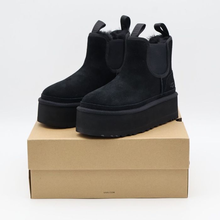 Оригінал UGG chelsea black уггі челсі на платформі замшеві оригіна